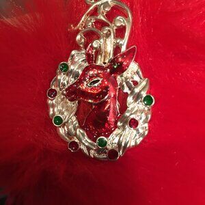 Vintage Christmas Reindeer Brooch Pin,  Dr3 Box 1